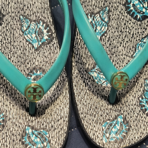 Tory Burch Teal Flip Flops - Picture 5 of 5
